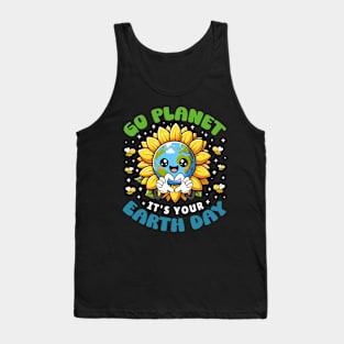 Go Planet Its Your Earth Day Cute Sunflower Kids Toddler Tank Top